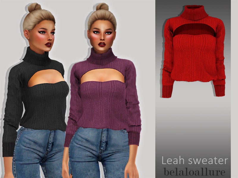 Belaloallure Leah sweater - Sims 4 Mod Download Free