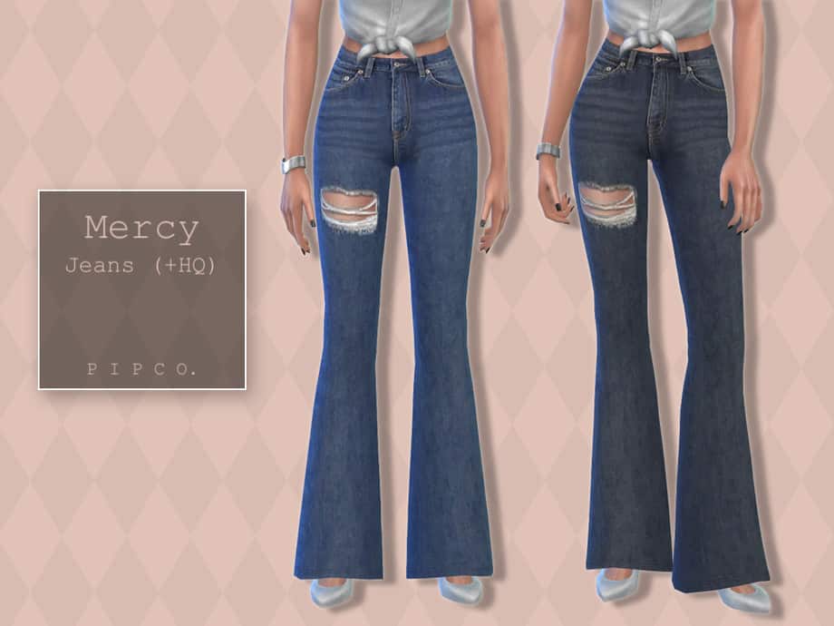 Mercy Jeans (Flared) - Sims 4 Mod Download Free