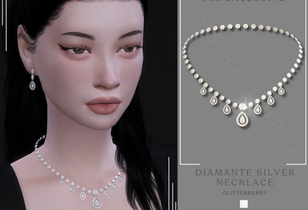 Diamante Silver Necklace Sims 4 Mod Download Free
